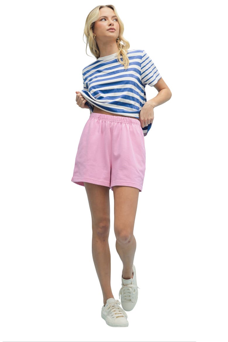 French Terry Shorts, Alternate, color, BUBBLEGUM