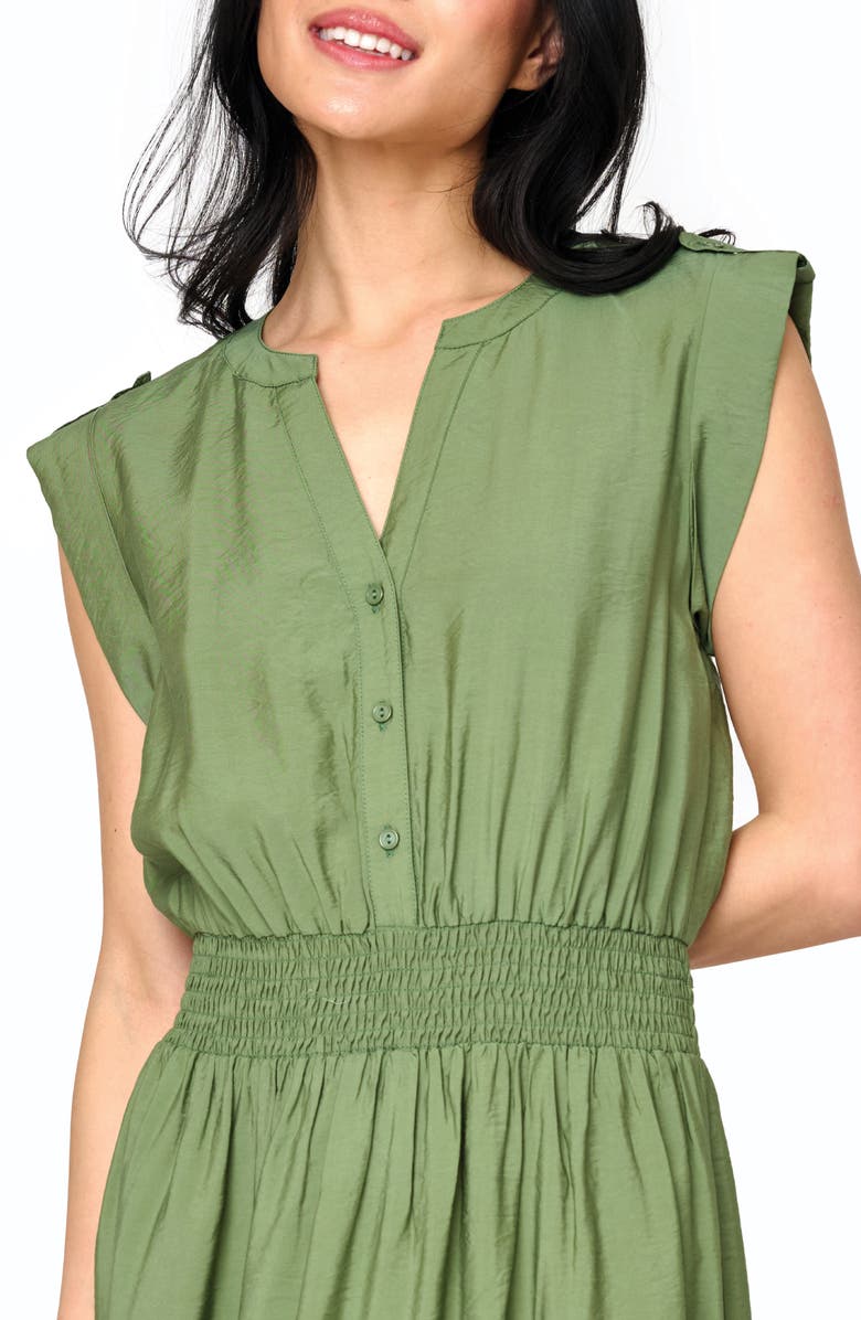 GIBSONLOOK Bohemian Smock Waist Maxi Dress, Alternate, color, Vineyard Green