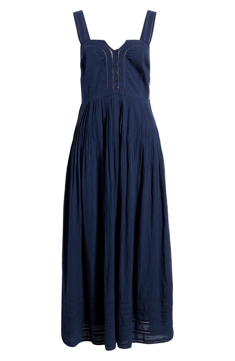 THE GREAT. The Daybreak Cotton Midi Dress, Alternate, color, Navy