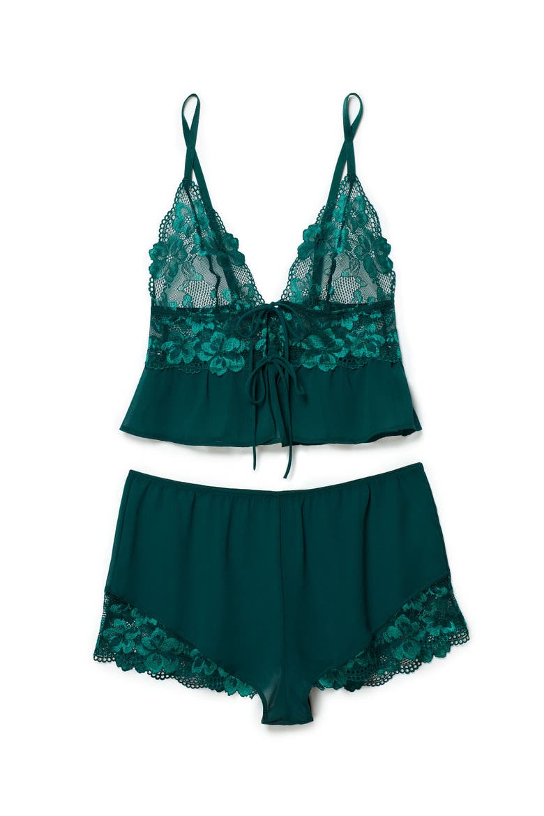 Tammy Camisole & Shorts Set Lingerie, Alternate, color, green