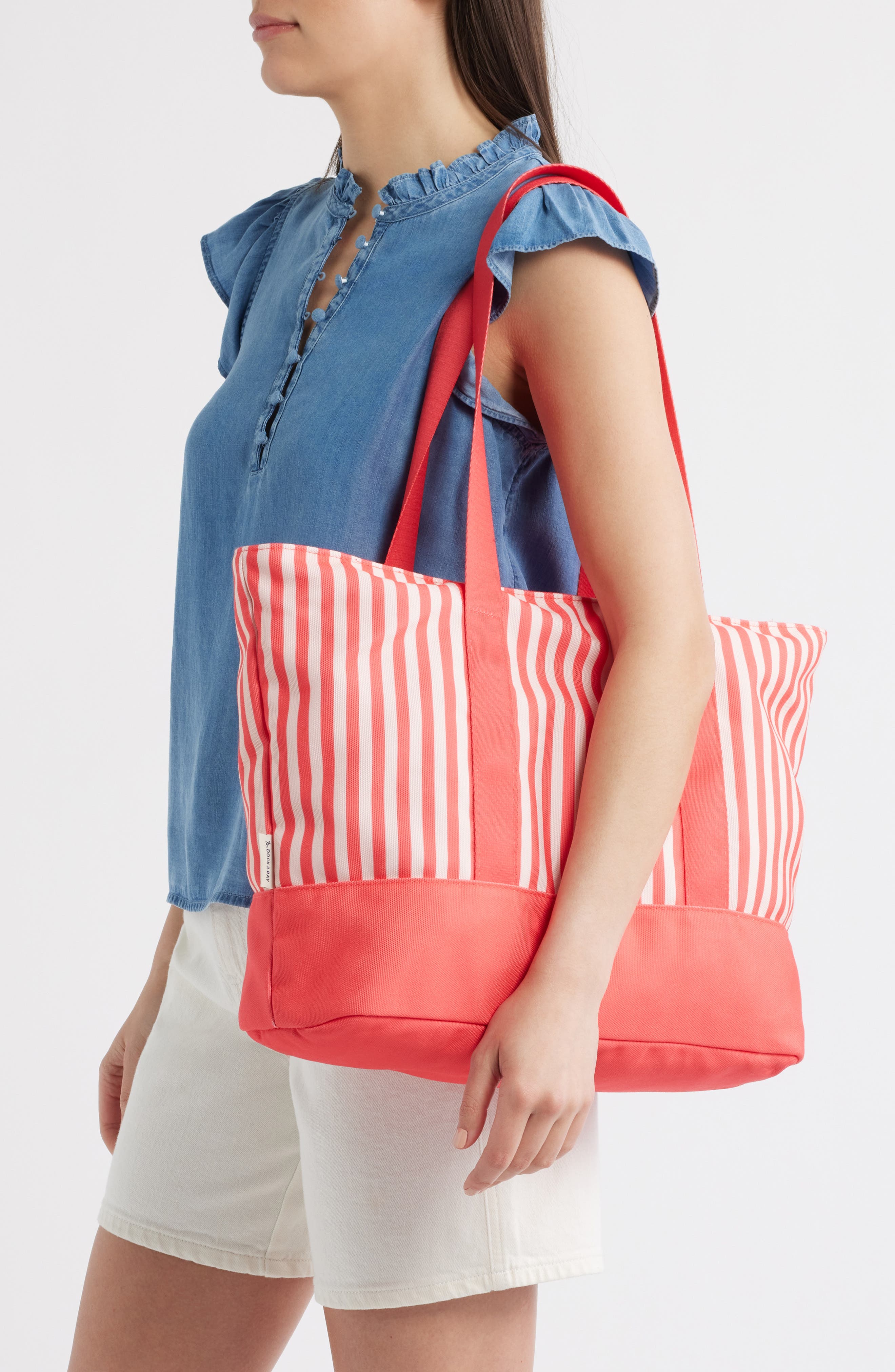 Stripe Canvas Beach Bag, Alternate, color, RASPBERRY ROAD