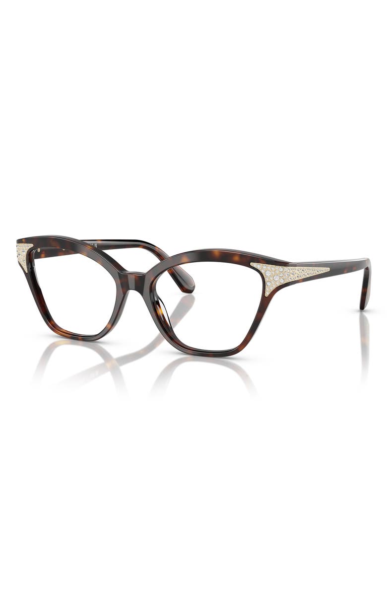 Swarovski 54mm Cat Eye Optical Glasses, Alternate, color, Dark Havana
