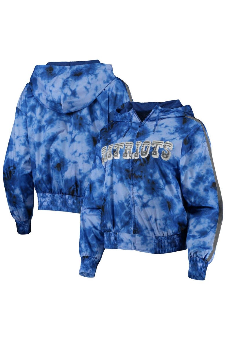 Women's Mitchell & Ness Navy New England Patriots Galaxy Full-Zip Windbreaker Hoodie Jacket, Main, color, Royal