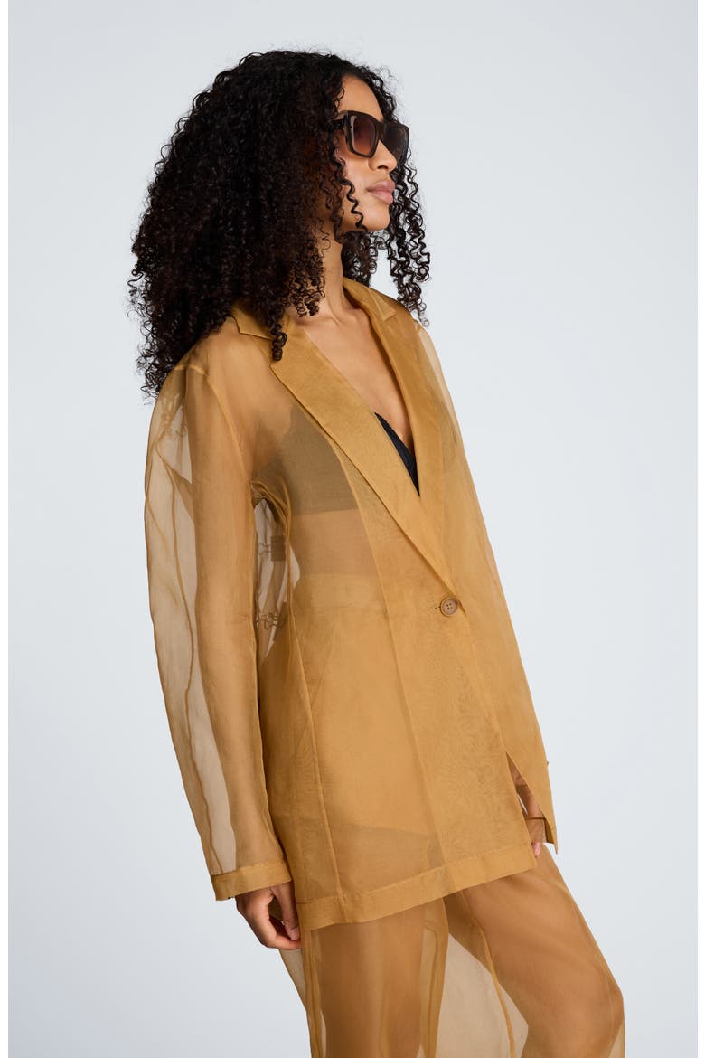 One-Button Sheer Jacket, Alternate, color, MESQUITE