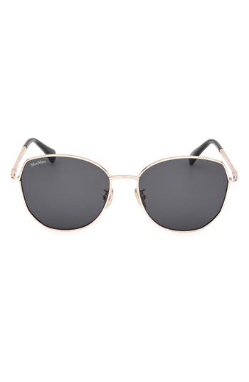 Max Mara 58mm Round Sunglasses In Metallic