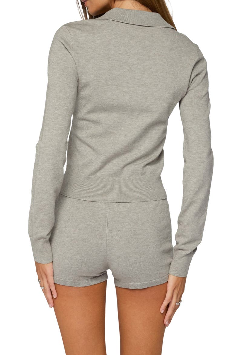 Edele Long Sleeve Polo Top, Alternate, color, LIGHT-GRAY-MELANGE