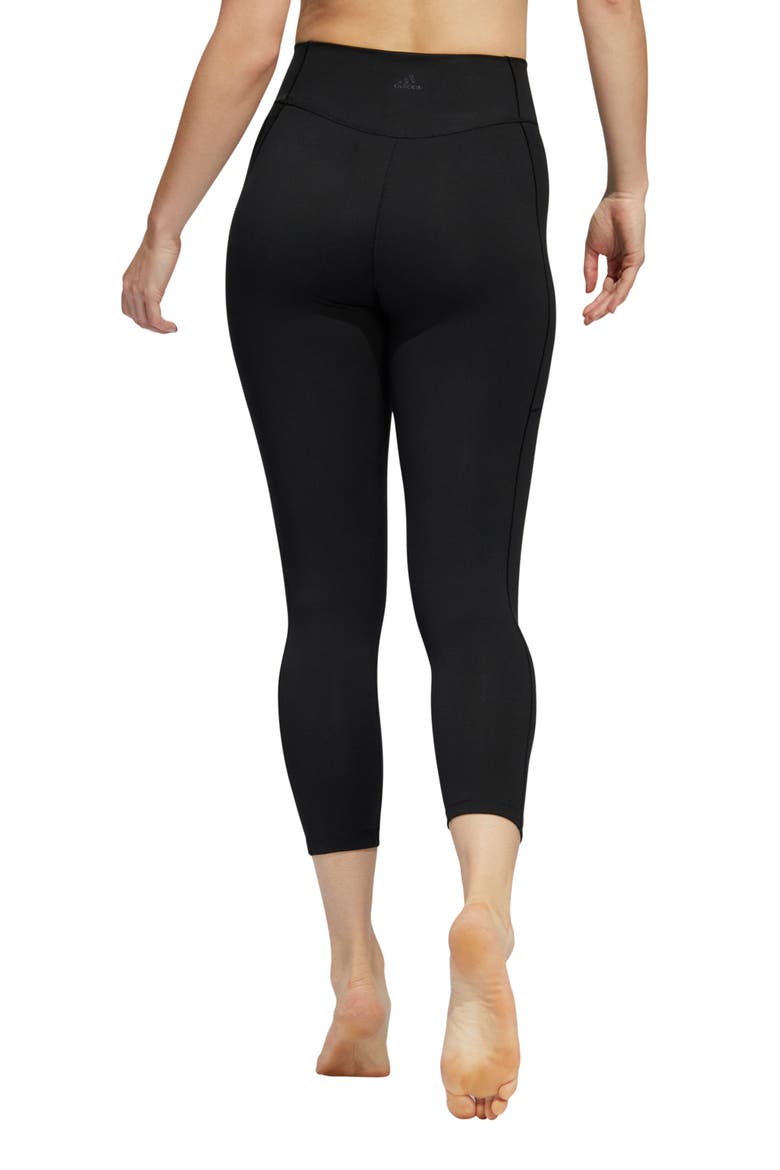 Yoga Studio High Waist Stretch Recycled Polyester 7/8 Leggings, Alternate, color, BLACK