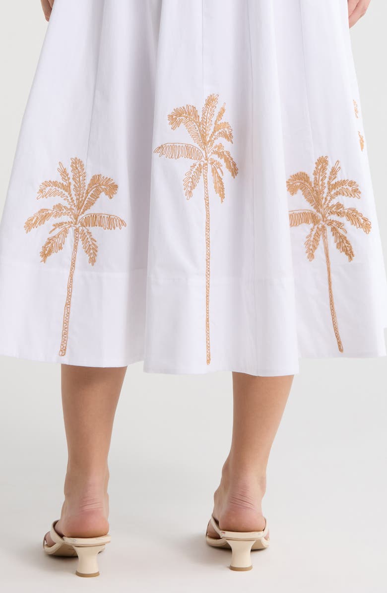 STAUD Wells Sleeveless Midi Sundress, Alternate, color, White Embroidered