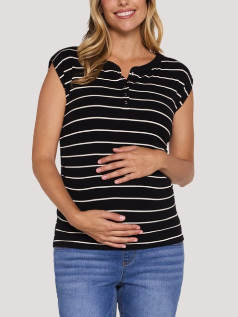 Ruched Henley Muscle Tee