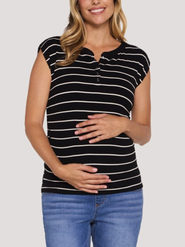 MOTHERHOOD MATERNITY Ruched Henley Muscle Tee