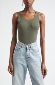 Saint Laurent Cassandre Embroidered Rib Tank