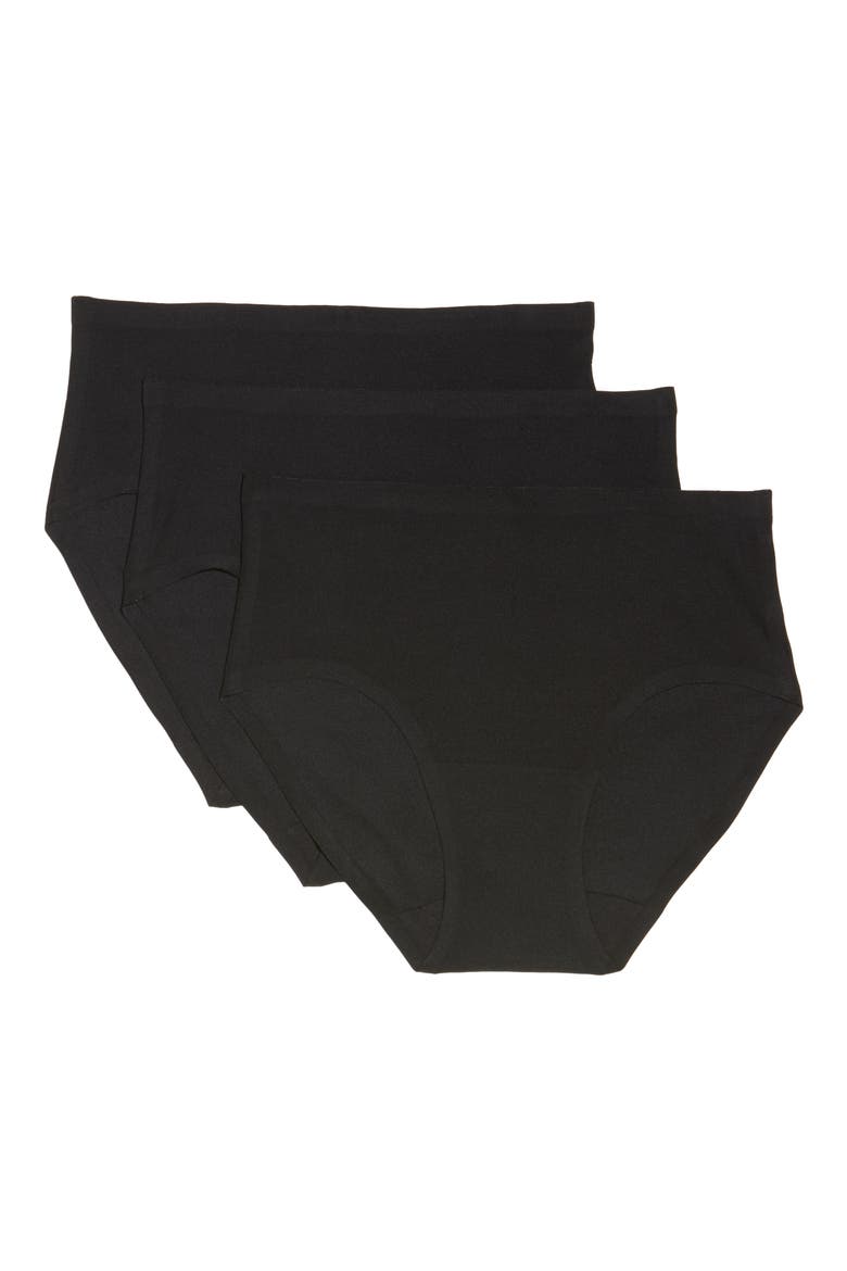 Soft Stretch 3-Pack Seamless Hipster Briefs, Main, color, BLACK