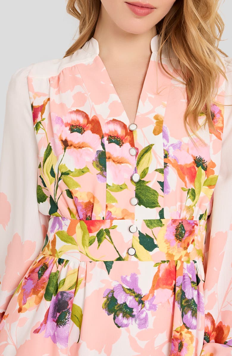 Tahari ASL Belted Print Long Sleeve Dress, Alternate, color, 