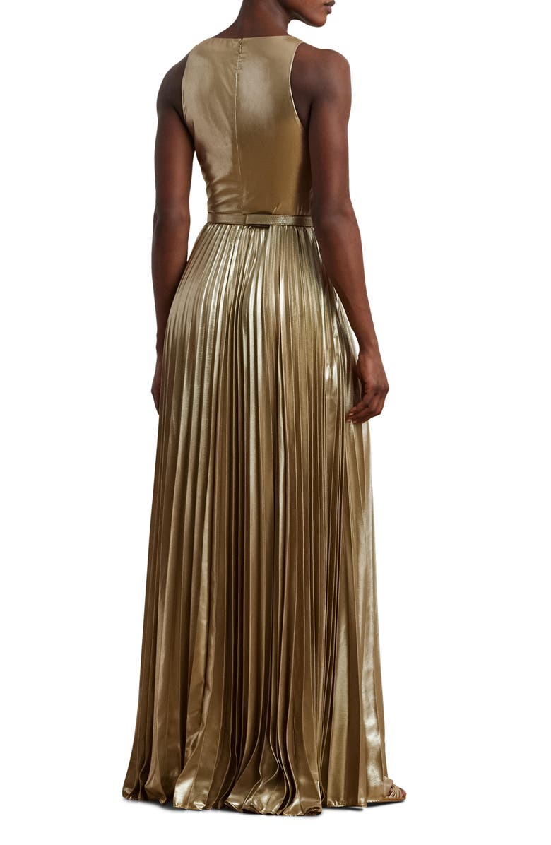 Lauren Ralph Lauren Pleated Metallic Chiffon Gown, Alternate, color, 