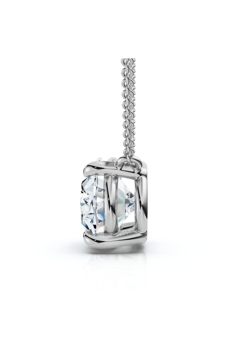 Certified 3Ct Diamond Oval Solitaire Pendant 14k Gold 18" Women's Chain Lab Grown, Alternate, color, White Gold