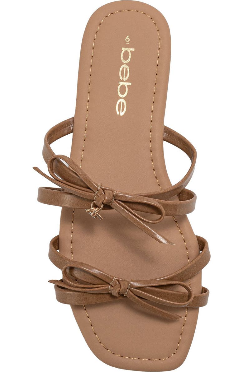 bebe Bow Strappy Sandal, Alternate, color, Tan