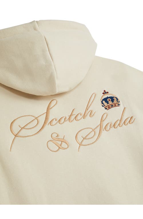 Scotch & Soda Logo Fleece Hoodie In Neutral