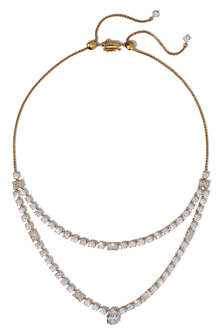 Everleigh Cubic Zirconia Collar Necklace, Main, color, GOLD