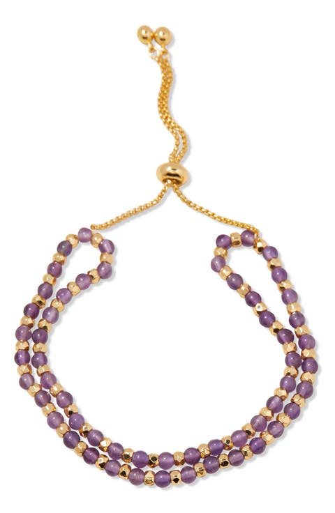 Evette Birthstone Beaded Slider Bracelet