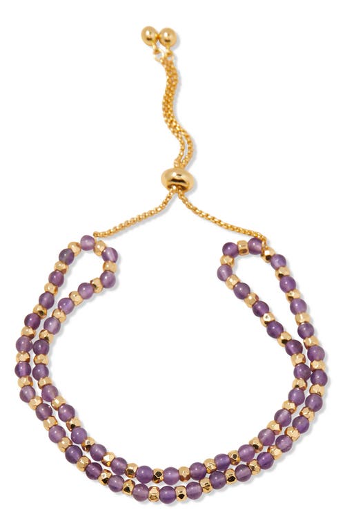 Brook & York Brook And York Evette Birthstone Beaded Slider Bracelet In Gold February