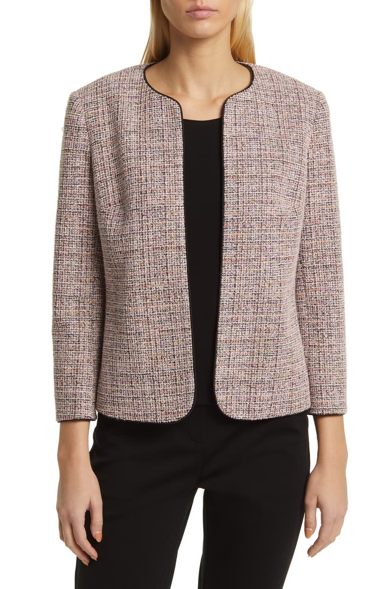 Jacquard Tweed Cardigan, Main, color, ANNE BLACK MULTI
