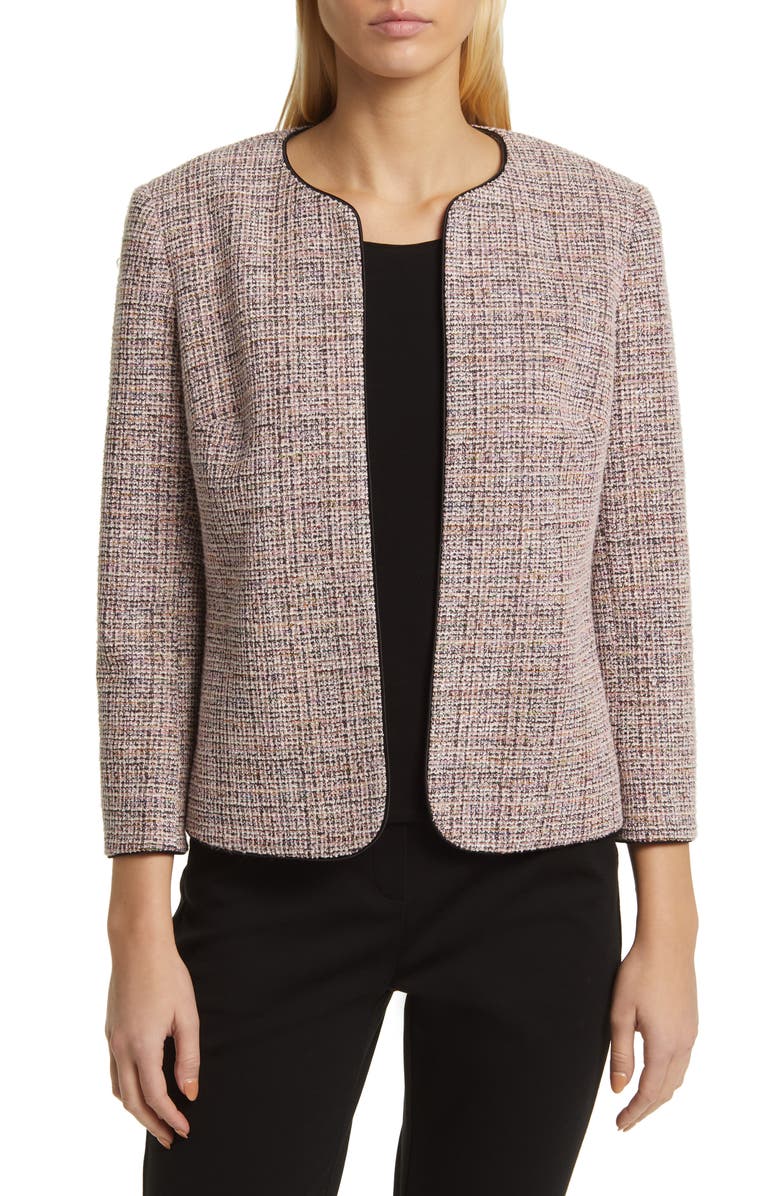 Anne Klein Jacquard Tweed Cardigan, Main, color, 