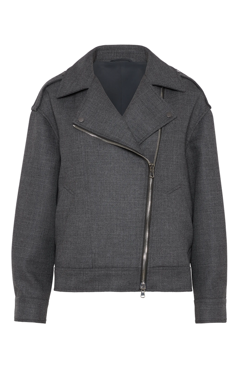 Brunello Cucinelli Virgin wool biker jacket, Main, color, 