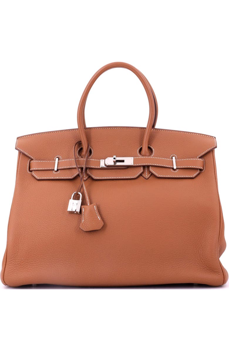 Pre-Owned Hermes Birkin Handbag Brown Togo with Palladium Hardware 35, Main, color, Gold