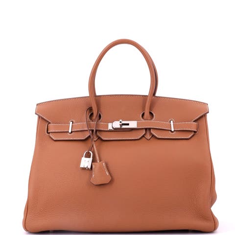 Birkin Handbag Brown Togo with Palladium Hardware 35