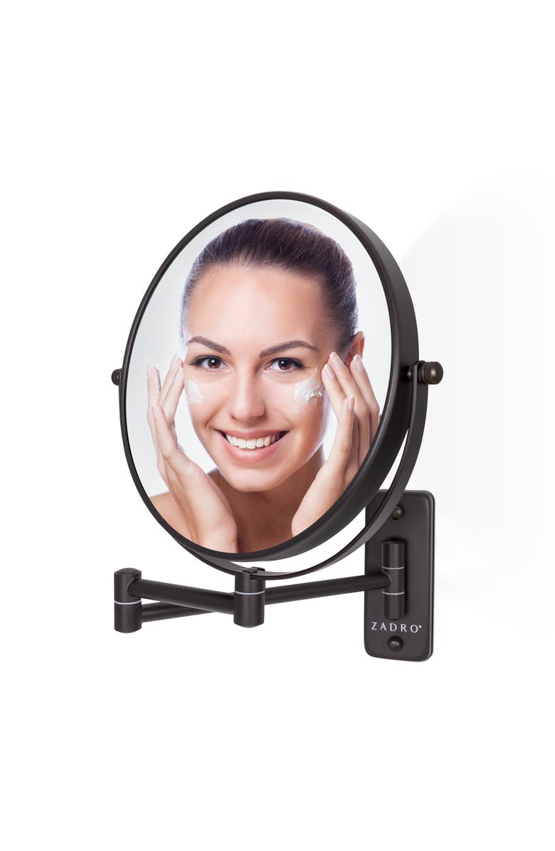 Zadro Wall Mounted Makeup Mirror with 8X/1X Magnifications, Alternate, color, Black
