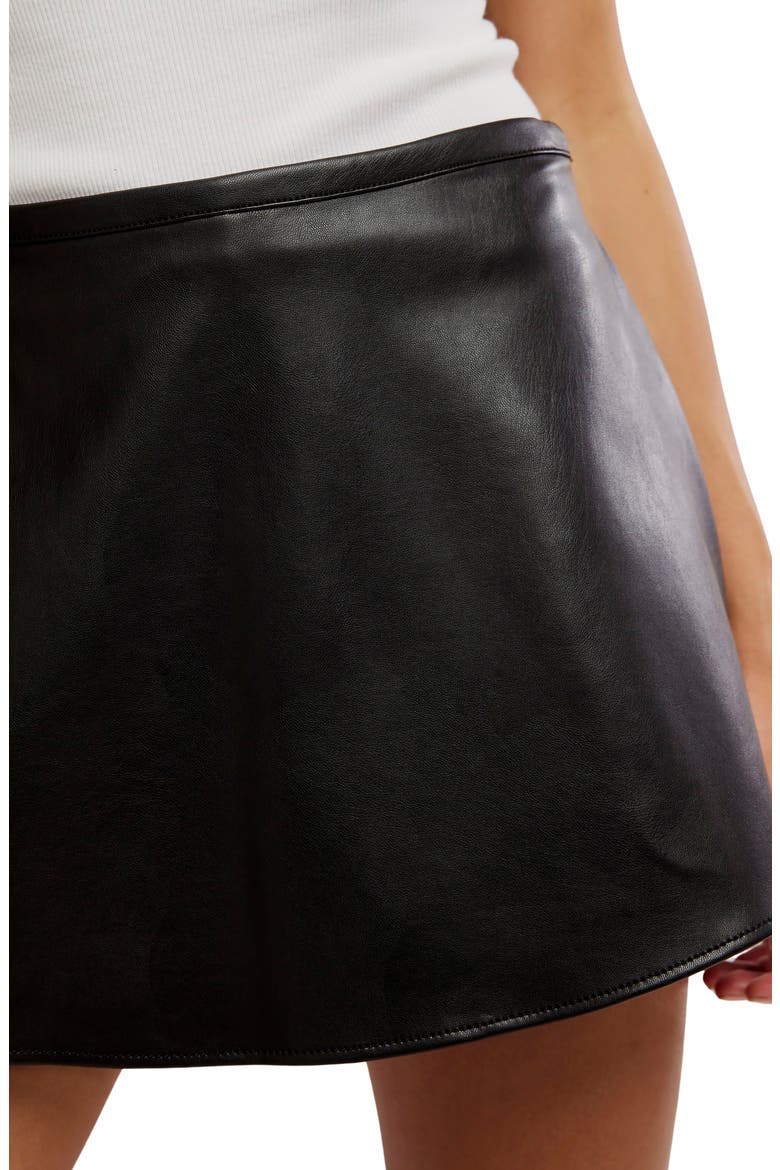 Paradise Found Faux Leather Miniskort, Alternate, color, BLACK