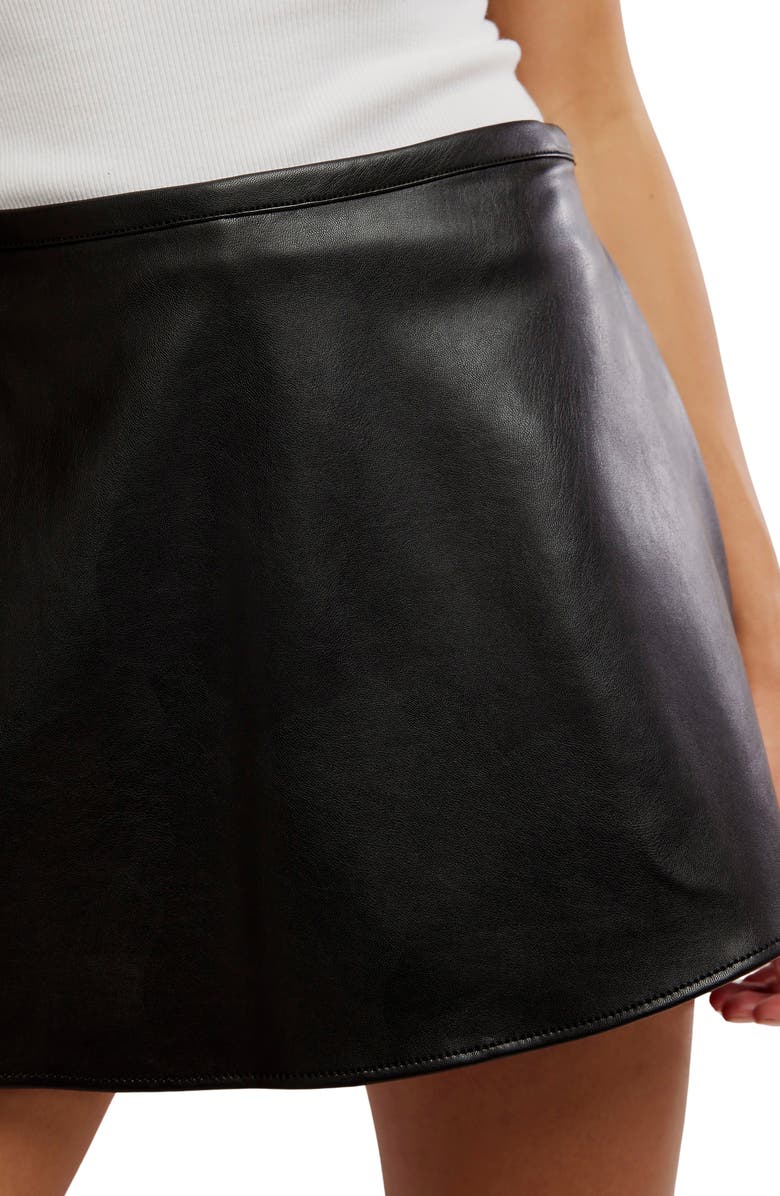 Free People Paradise Found Faux Leather Miniskort, Alternate, color, Black