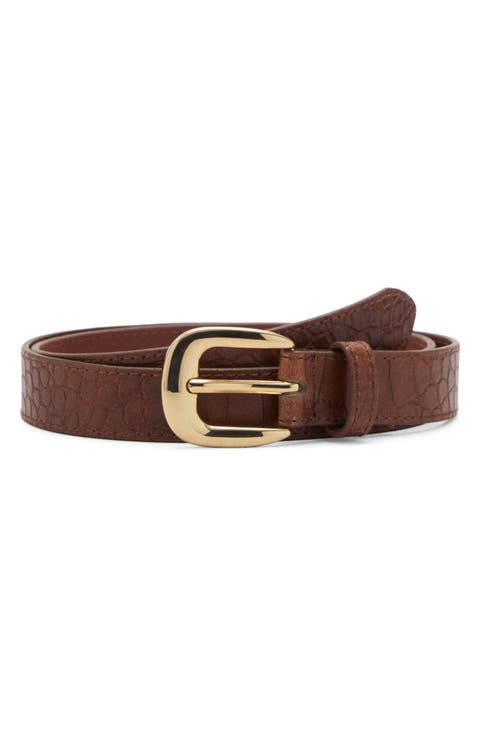 Croc Embossed Faux Leather Belt