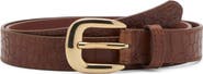 MANGO Croc Embossed Faux Leather Belt