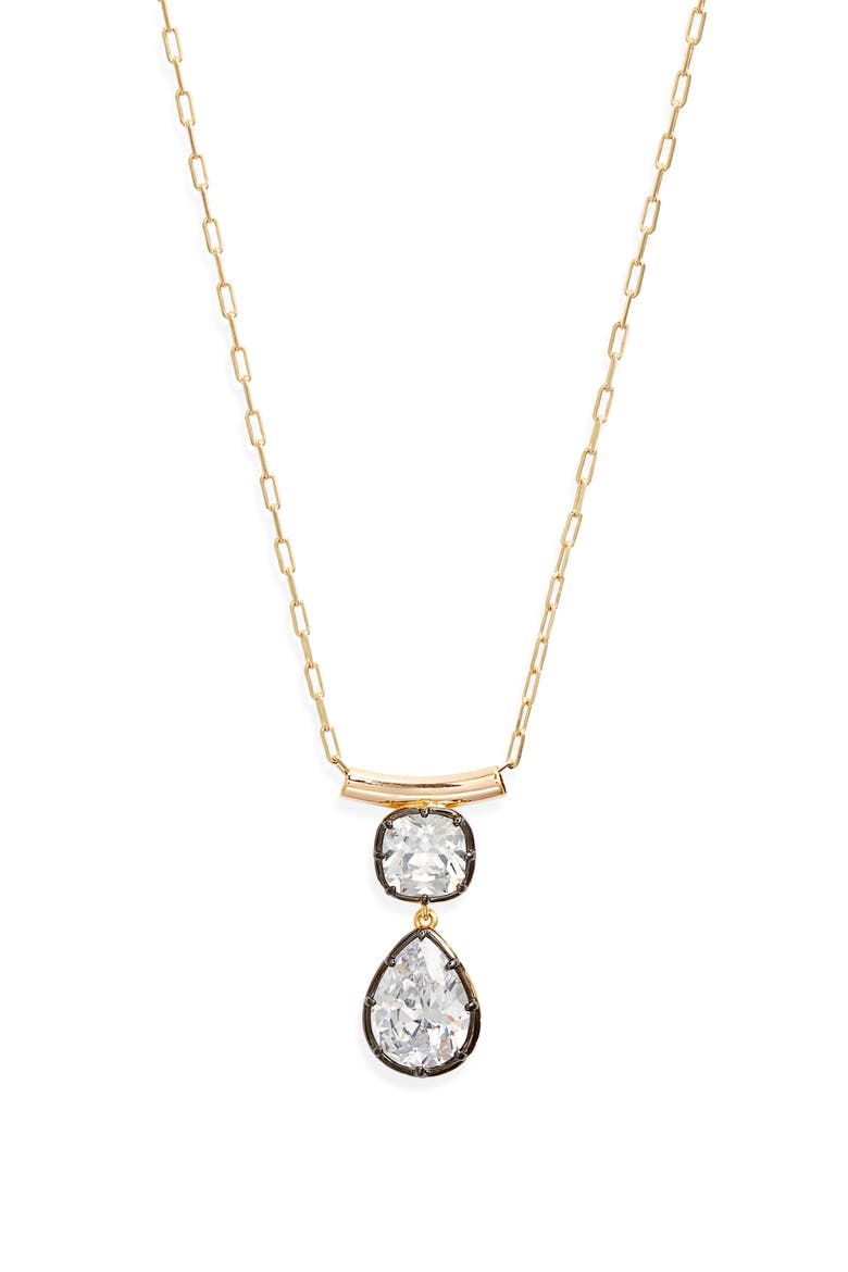 Georgian Cubic Zirconia Pendant Necklace, Main, color, CLEAR- BLACK- GOLD