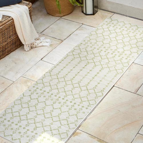 Jonathan Y Ourika Moroccan Geometric Textured Weave Indoor/outdoor Area Rug In Cream/green