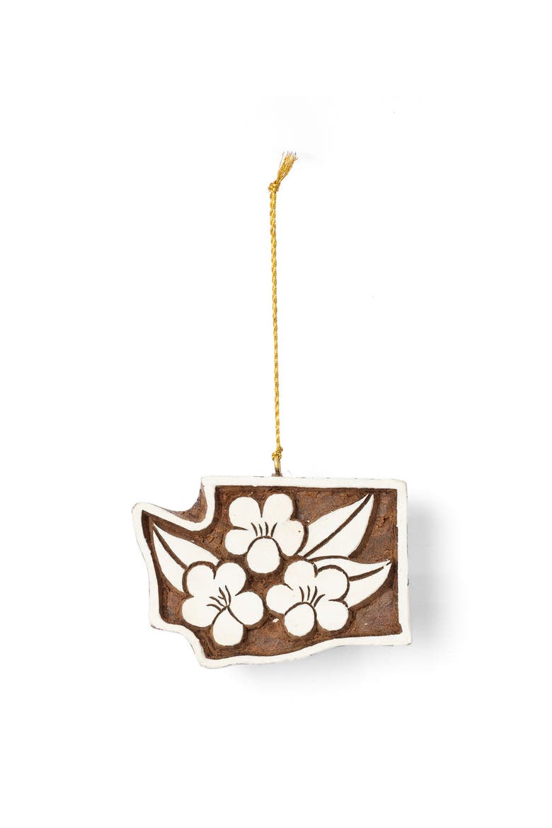 Washington State Rhododendron Ornament, Main, color, Natural