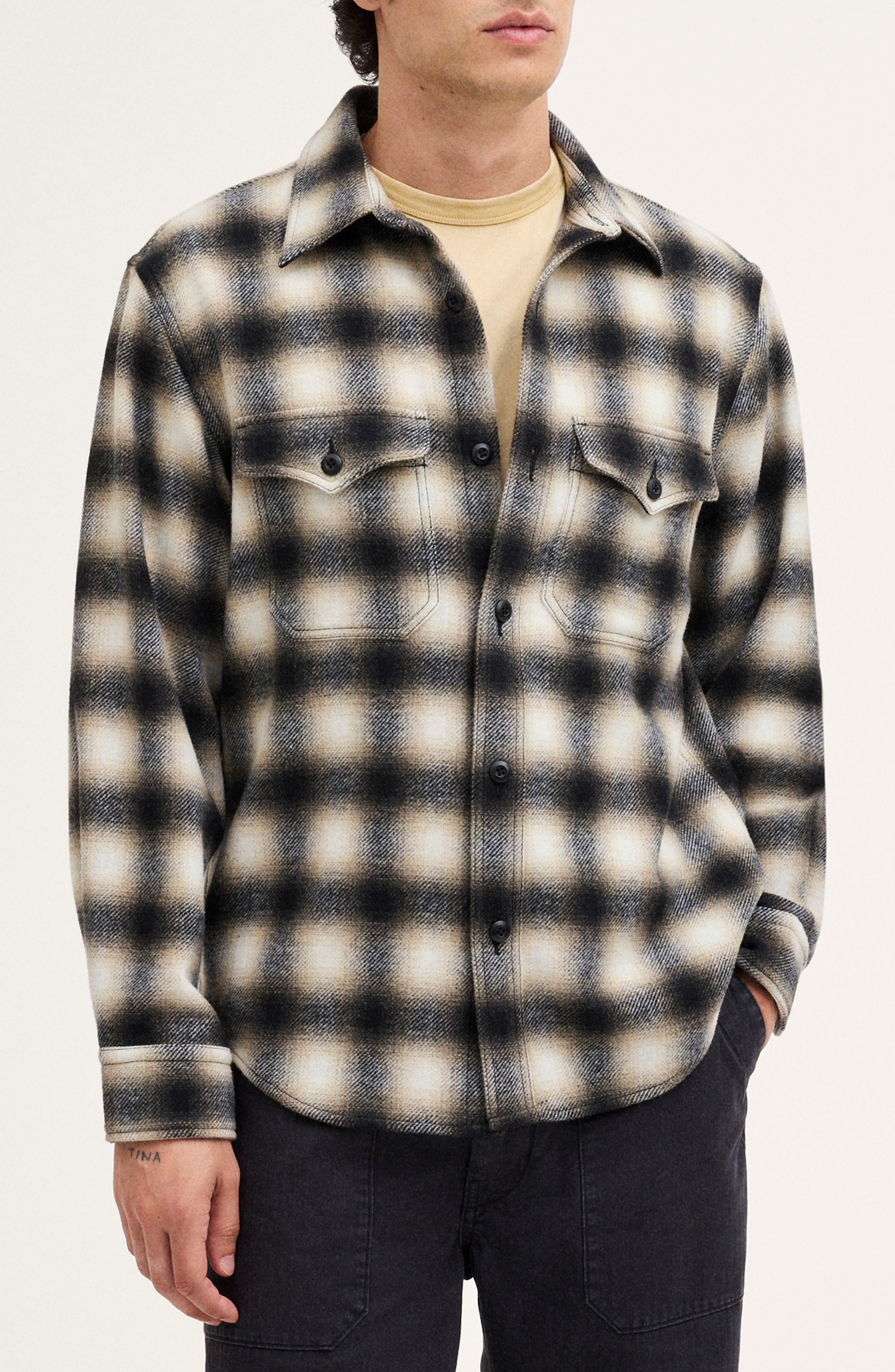 TAN BLACK BLUR PLAID