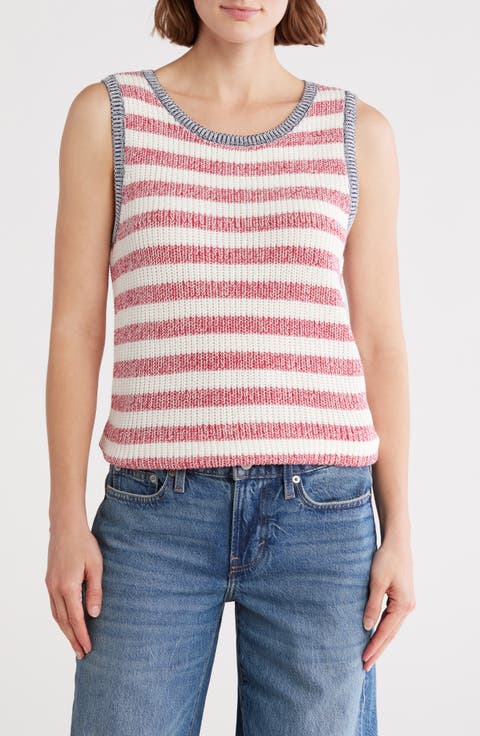 Stripe Cotton Blend Sweater Tank