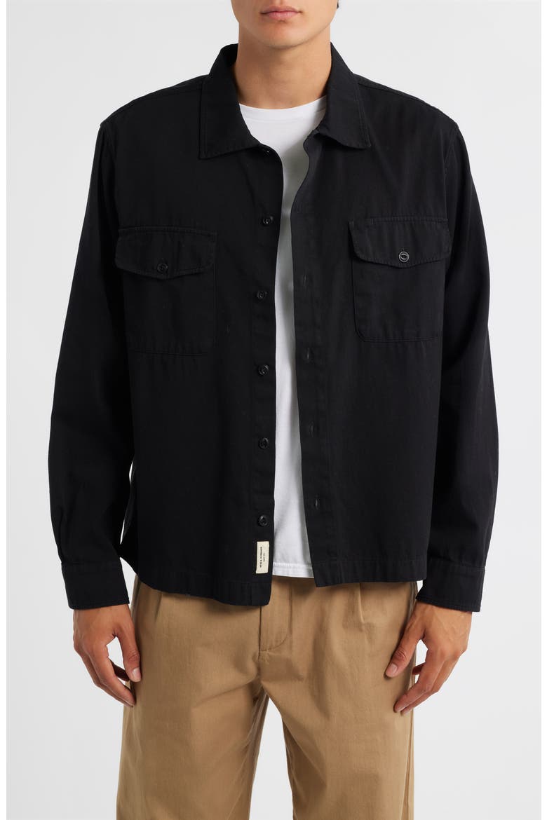 Organic Cotton Twill Shirt Jacket, Main, color, DEEP BLACK