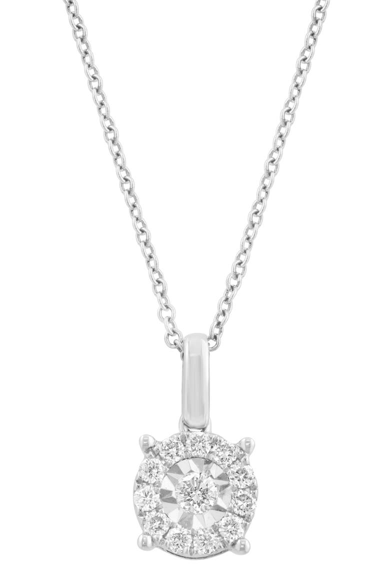 Sterling Silver Diamond Round Pendant Necklace, Alternate, color, WHITE