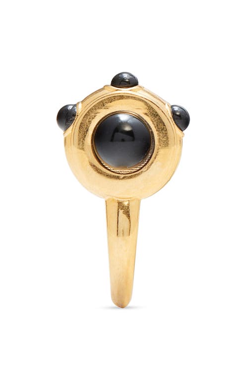 Tom Ford Cabochon Two Finger Ring In 3yn14 Vintage Gold/black