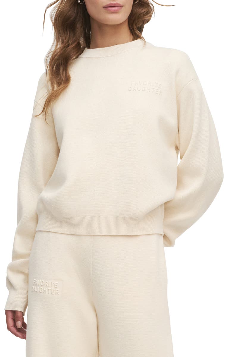 Favorite Daughter Fatigue Sisters Cotton & Cashmere Sweatshirt, Main, color, Cream