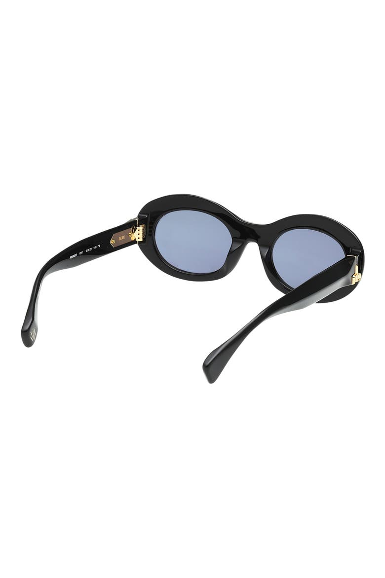 51mm Oval Sunglasses, Alternate, color, SHINY BLACK / DARK NAVY LENSES