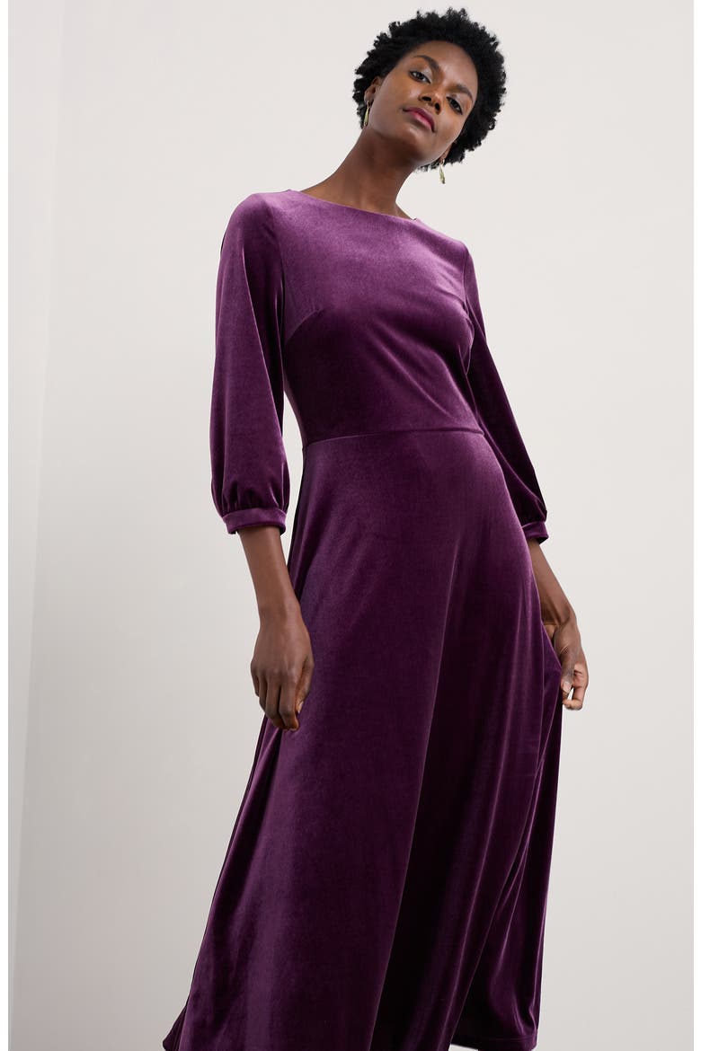 Oak Cottage Velvet Midi Dress, Alternate, color, AMETHYST