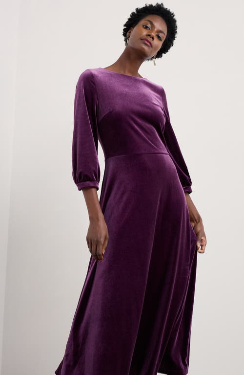 Seasalt Cornwall Oak Cottage Velvet Midi Dress In Purple