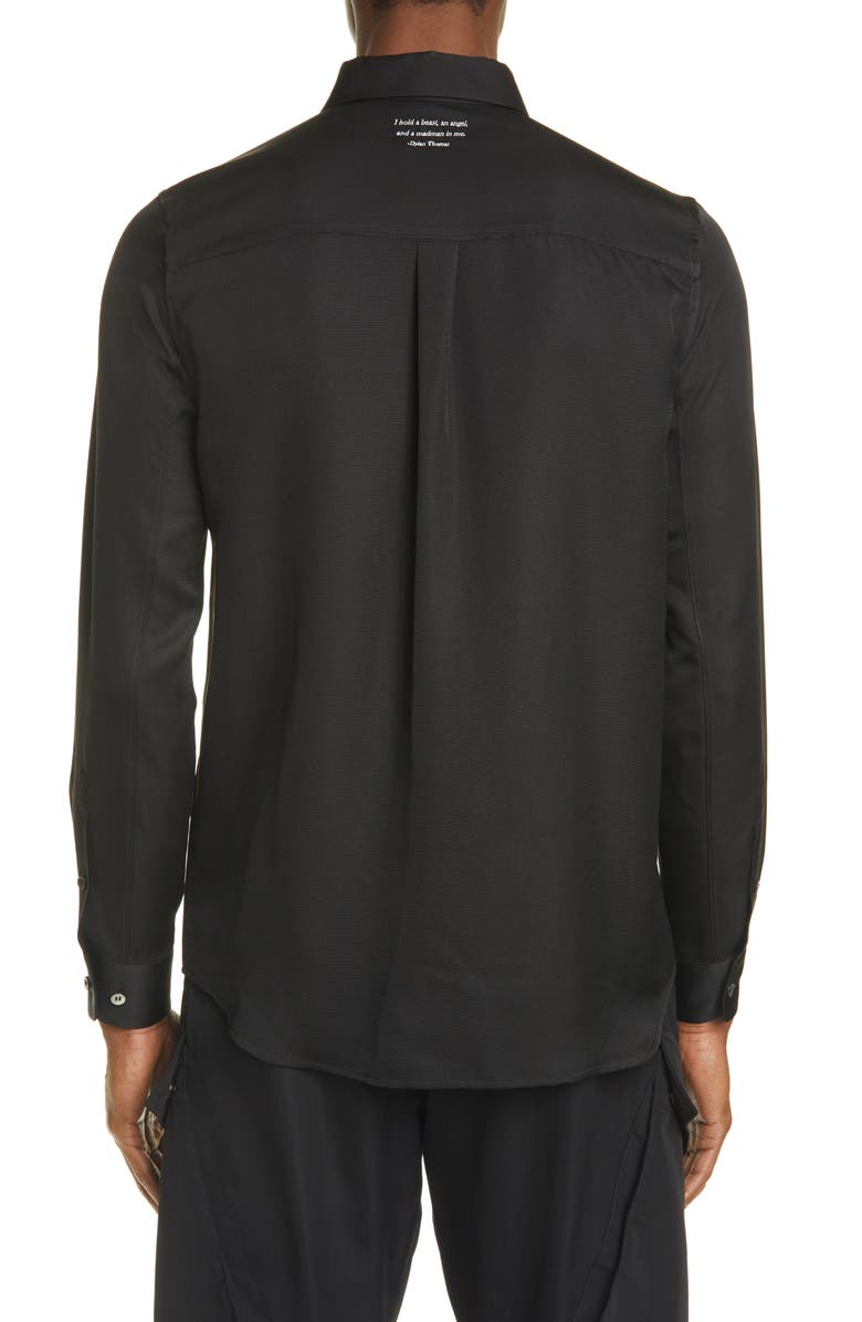 Undercover Dylan Thomas Quote Silk Shirt, Alternate, color,