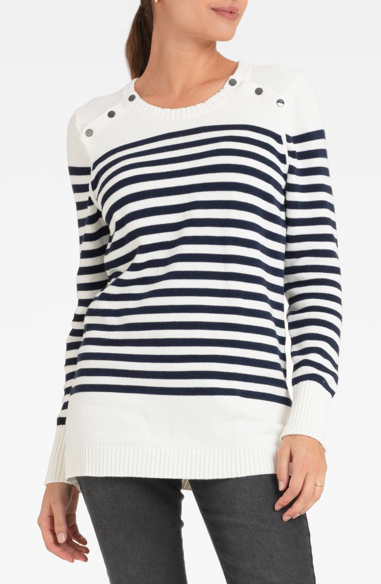 Seraphine Stripe Cotton Nursing/Maternity Sweater, Main, color,
