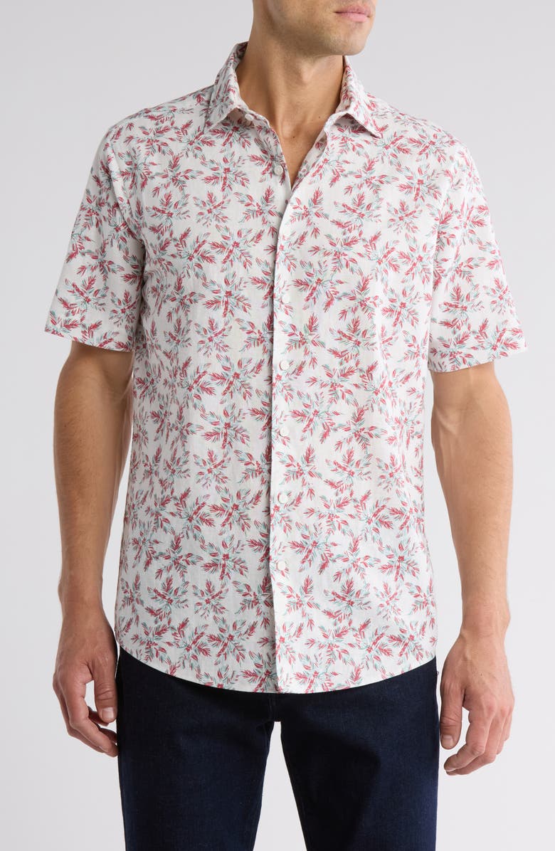 Rodd & Gunn Jersey River Short Sleeve Button-Up Shirt, Main, color, Coral