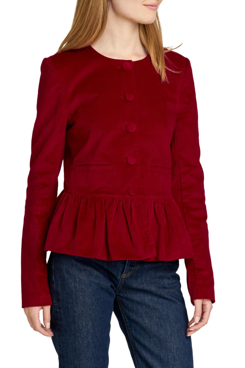 Charlie Peplum Jacket, Alternate, color, RED